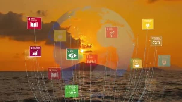 持続可能な開発気候行動Iモーショングラフィックアニメーション17の世界目標コンセプト — ストック動画