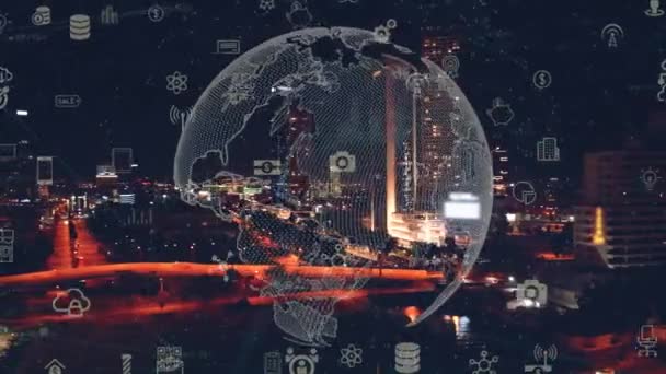 Smart City Communication Network Concept Iot Internet Things Telecommunication High — Stockvideo