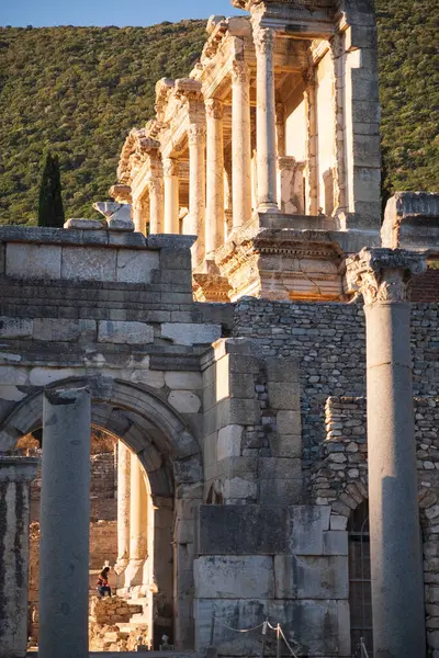 Celsus Könyvtár Ókori Városban Ephesus Anatólia Selcuk Törökország Igen Kiváló Jogdíjmentes Stock Fotók