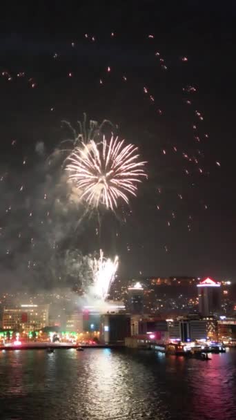 Vuurwerk Izmir Stad Voor Honderdste Verjaardag Van Republiek Turkije Izmir Rechtenvrije Stockvideo