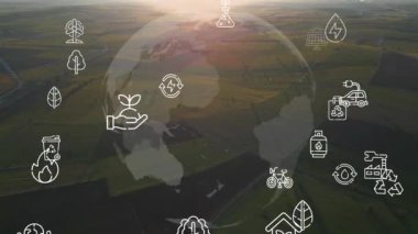 Çevre koruma kavramı. Yenilenebilir enerji. Sürdürülebilir kalkınma hedefleri. Yüksek kalite 4k görüntü
