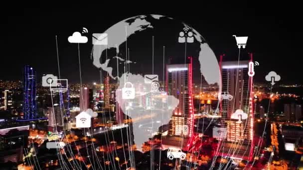 Inteligentní Koncept Města Komunikační Sítě Digitální Transformace Vysoce Kvalitní Záběry — Stock video