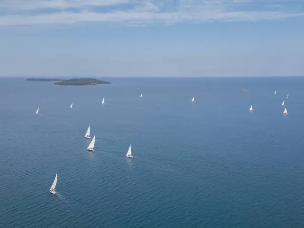 Yachtrennen Luftaufnahmen Erstaunlich Hochwertiges Filmmaterial Stockfoto