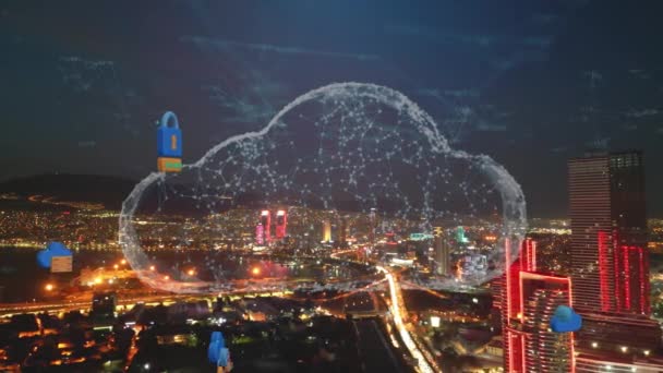 Cloud Computing Concept Communication Network High Quality Video Vidéo De Stock Libre De Droits
