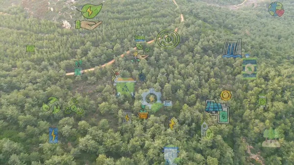 Gelecekteki çevresel koruma ve sürdürülebilir ESG modernizasyon gelişimi yenilenebilir kaynak teknolojisini kullanarak kirliliği ve karbon emisyonunu azaltmak. Yüksek kalite fotoğraf