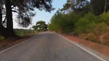 Hızlı Gündüz Sürüşü 'nün Zamanı. Araba ön camından kır yoluna kadar görüş. Hyperlapse Road Trip bir çeşit Dashcam POV. Seyahat Konsepti. Yüksek kalite 4k görüntü