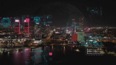 Akıllı şehir IOT interneti ICT dijital teknoloji fütüristik, otomasyon yönetimi akıllı dijital teknoloji VPN siber güvenlik enerjisi sürdürülebilir metaevren şehir sanal artırılmış. Yüksek