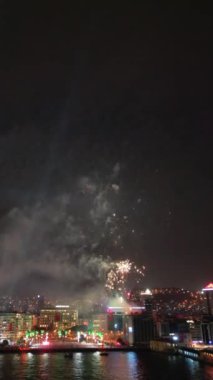 Türkiye Cumhuriyeti 'nin 100. yıldönümü dolayısıyla İzmir' de havai fişekler atıldı. İzmir, 29 Ekim 2023. Yüksek kalite 4k görüntü