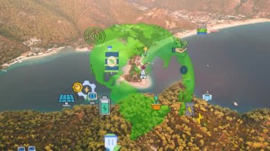 Yeşil orman hava manzarası ve çevresel teknoloji kavramı. Yeşil teknoloji. Ekoloji. Yeşil dönüşüm. GX. SDG 'ler. Yüksek kalite 4k görüntü