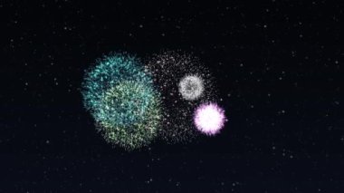 Yeni yıl 2025 havai fişekleri. Koyu mavi arka planda ışıltılı animasyon numaraları. hq