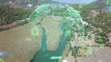 Gelecekteki çevresel koruma ve sürdürülebilir ESG modernizasyon gelişimi yenilenebilir kaynak teknolojisini kullanarak kirliliği ve karbon emisyonunu azaltmak. Yüksek kalite 4k görüntü