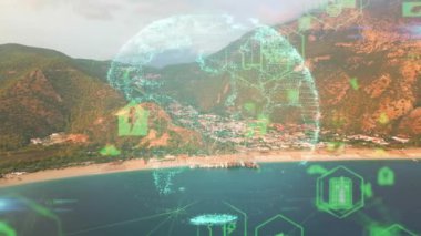 Gelecekteki çevresel koruma ve sürdürülebilir ESG modernizasyon gelişimi yenilenebilir kaynak teknolojisini kullanarak kirliliği ve karbon emisyonunu azaltmak. Yüksek kalite 4k görüntü