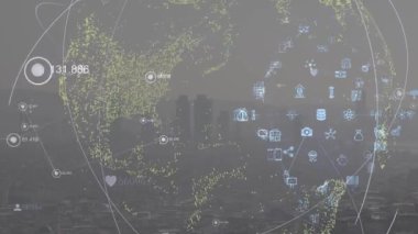 Akıllı şehir ve iletişim ağı konsepti. Dijital dönüşüm. Yüksek kalite 4k görüntü