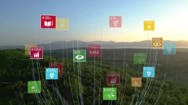 17 Küresel Amaçlar Dünya Pleksus Tasarım Grafik Animasyonu. Yüksek kalite 4k görüntü