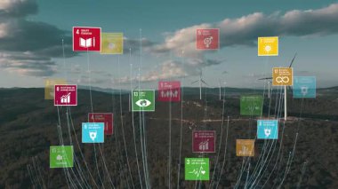 17 Küresel Amaçlar Dünya Pleksus Tasarım Grafik Animasyonu. Yüksek kalite 4k görüntü