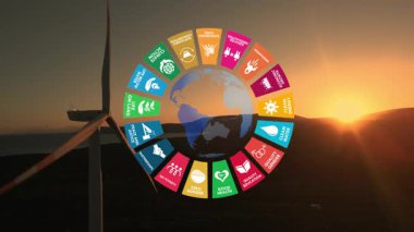 17 Küresel Amaçlar Dünya Pleksus Tasarım Grafik Animasyonu. Yüksek kalite 4k görüntü