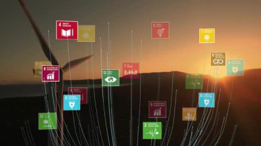 17 Küresel Amaçlar Dünya Pleksus Tasarım Grafik Animasyonu. Yüksek kalite 4k görüntü