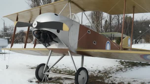 Old Retro Biplane Open Air Museum Ukraine Kyiv Zhulyani Museum — Stock video