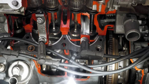 Tłoki Poruszające Się Wewnątrz Cylindra Silniku Spalinowym Stara Maszyna Retro — Zdjęcie stockowe