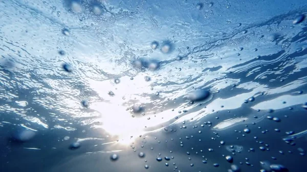Air Bubbles Moving Sea Bottom Water Surface Soothing Effect Sunlight — Stock Photo, Image