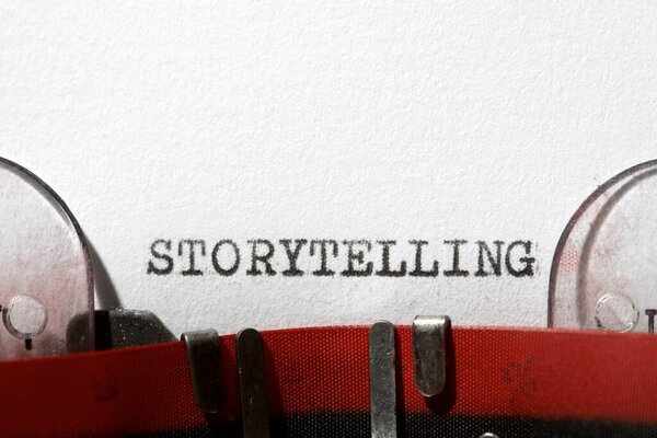 Storytelling word written with a typewriter.