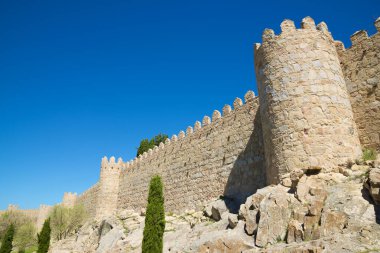 Avila şehrinde duvar, İspanya 'da Castilla Leon.