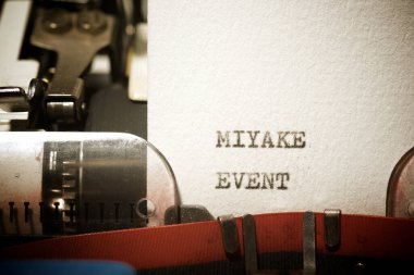 Miyake event text written with a typewriter. clipart