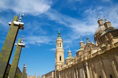 İspanya 'da Virgen del Pilar, Zaragoza, Aragon Bazilikası manzarası