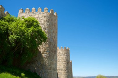 Avila şehrinde duvar, İspanya 'da Castilla Leon.