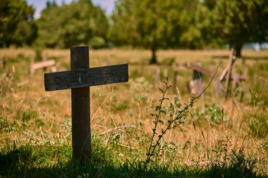 Sad Hill mezarlığındaki mezarlar, spagetti batıdaki film mekanı, iyi, kötü ve çirkin, İspanya 'nın Burgos eyaletinde.