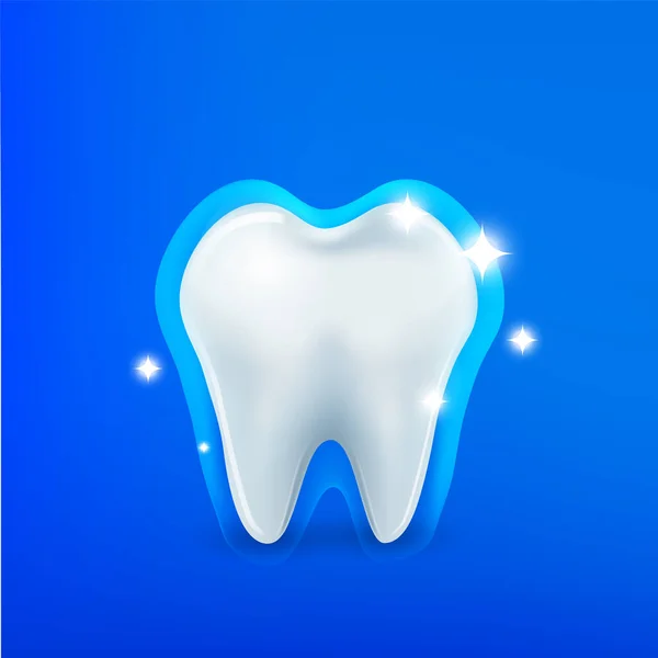Realistic Tooth Illustration Dehealthntistry Oral Care Caries Protection Shiny Vector — 스톡 벡터
