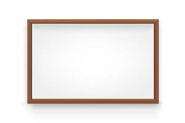 3D木制框架 独立于背景的相框设计 现实的木制矩形自然框架 有阴影 演示的背景 餐厅菜单 学校教室白板向量 — 图库矢量图片
