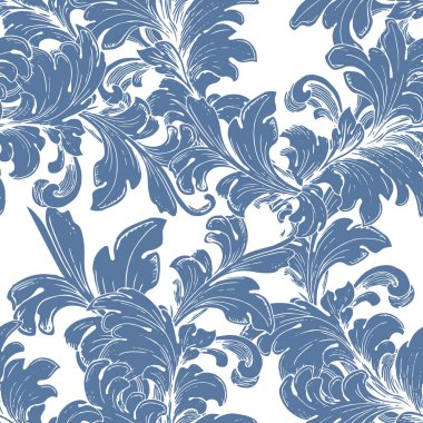Klasik çiçek desenleri. Arka plan. Çiçekli süs dokusu. Vektör el çizimi damaske deseni. Duvar kağıtları, tekstil, ambalaj için kusursuz doku. vektör