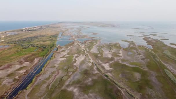 Salt Lake Sivash Border Crimea Kherson Region Azov Sea Aerial — Stock video