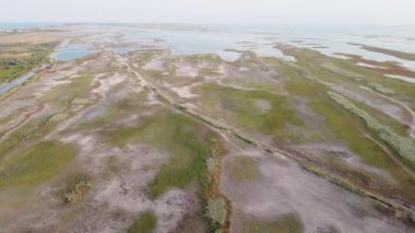 A body of water and many islands. Salt is mined on this lake. High quality FullHD footage