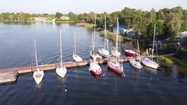 Kherson Ukraine June 6Th 2023 Yachts Moored Pier Panorama Kherson — Stock video