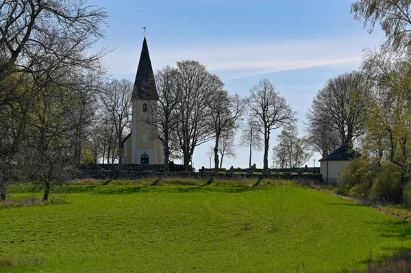 stock image Norrbyas church and blue sky near Orebro Narke Sweden may 9 2023