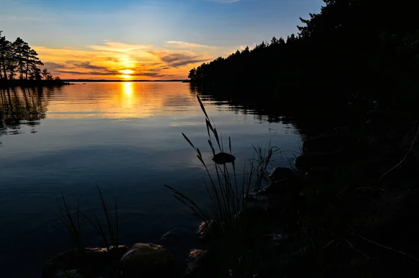 Sonnenuntergang Über Dem See Vattern Motala Schweden Juni 2023 — Stockfoto