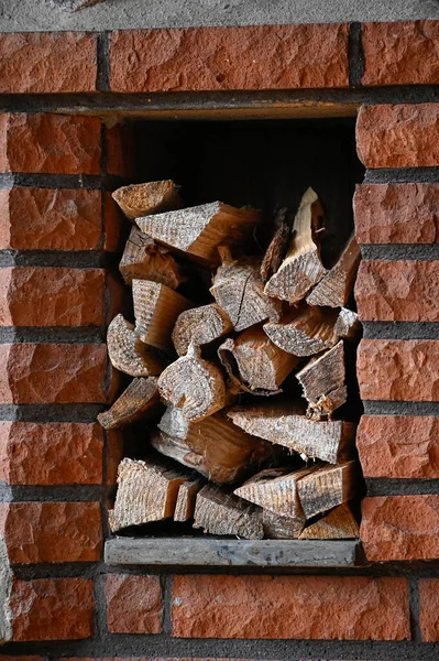 Odun Yığınından Yapılmış Şömine Haziran 2023 Sveç — Stok fotoğraf