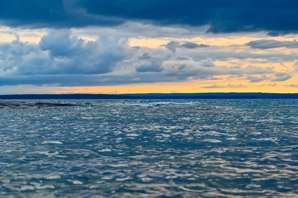 stock image Sunset and clouds over lake Vattern Motala Sweden june 29 2023