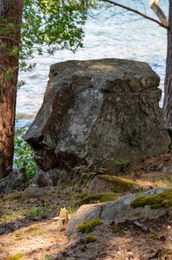 Motala 'da suya yakın bir kaya Paskalya adasından bir taş gibi görünüyor.