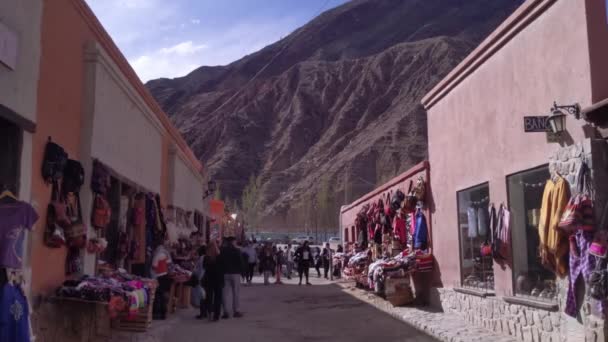 Ein Straßenmarkt Der Kleinstadt Purmamarca Quebrada Humahuaca Provinz Jujuy Argentinien — Stockvideo