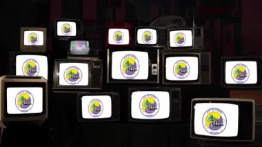 Tucson, Arizona ve Vintage Televisions bayrağı. 4K Çözünürlüğü.