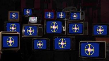 Omaha, Nebraska ve Vintage Televisions bayrağı. 4K Çözünürlüğü.