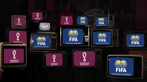 2022 Fifa World Cup Logo Vindt Plaats Qatar Van November — Stockvideo