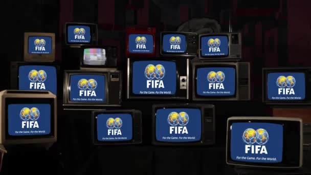 Міжнародна Федерація Футболу Фіфа Logo Vintage Televisions Resolution — стокове відео