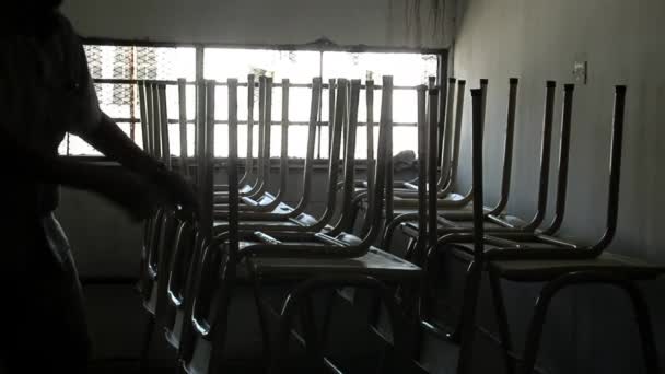 Inmate Moving Desks School Prison Olmos Maximum Security Prison Buenos — Stock Video