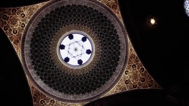 Kupolen Ovanför Stora Salen Inne Den Spanska Synagogan Judiska Kvarteren — Stockvideo
