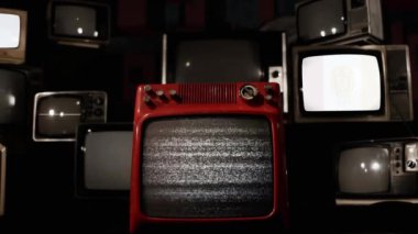 Flag of San Diego and Vintage Televisions. 4K Resolution.