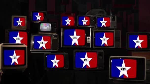 Flag San Antonio Texas Vintage Televisions Resolution — Stok video